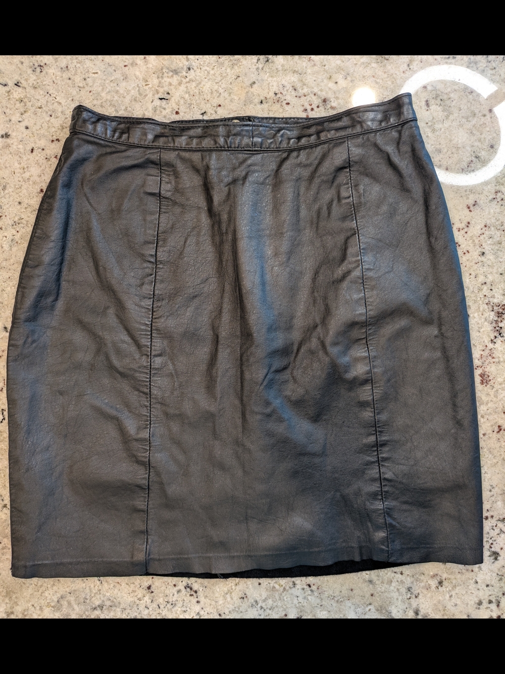 Vintage Black Genuine Leather Mini Skirt Women’s USA Made High Waist Size M
